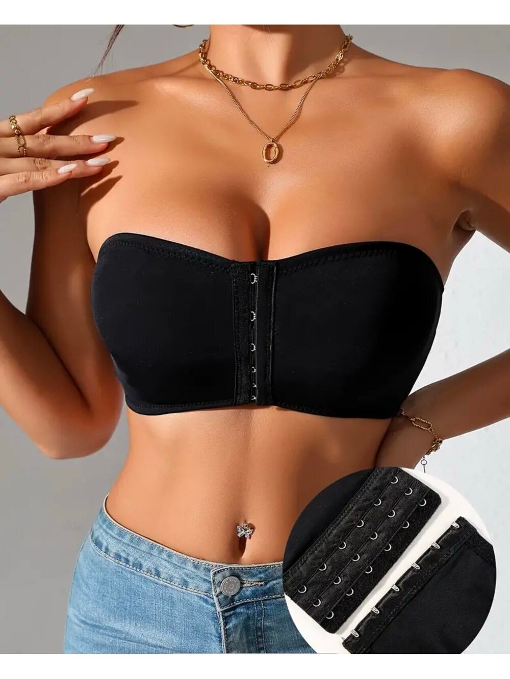 New - Strapless Front ClosureBandeau Bra Wireless Bralette - Size M
